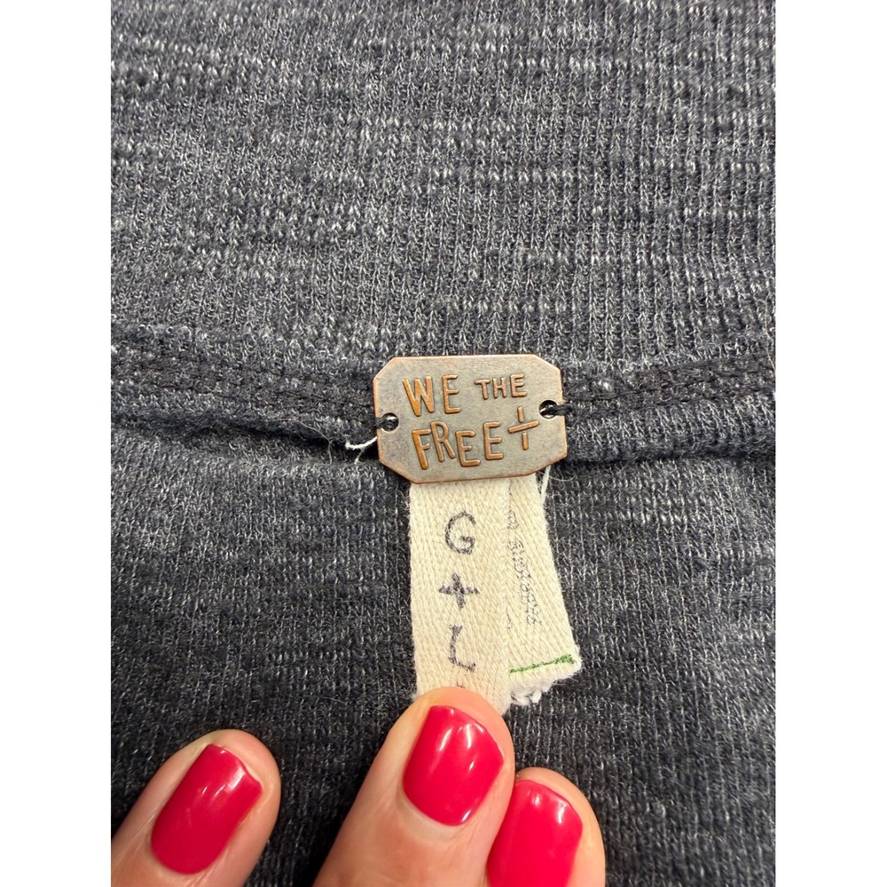 We The Free Free People Womens Gray Heathered Boat Neck Raglan Top Size L